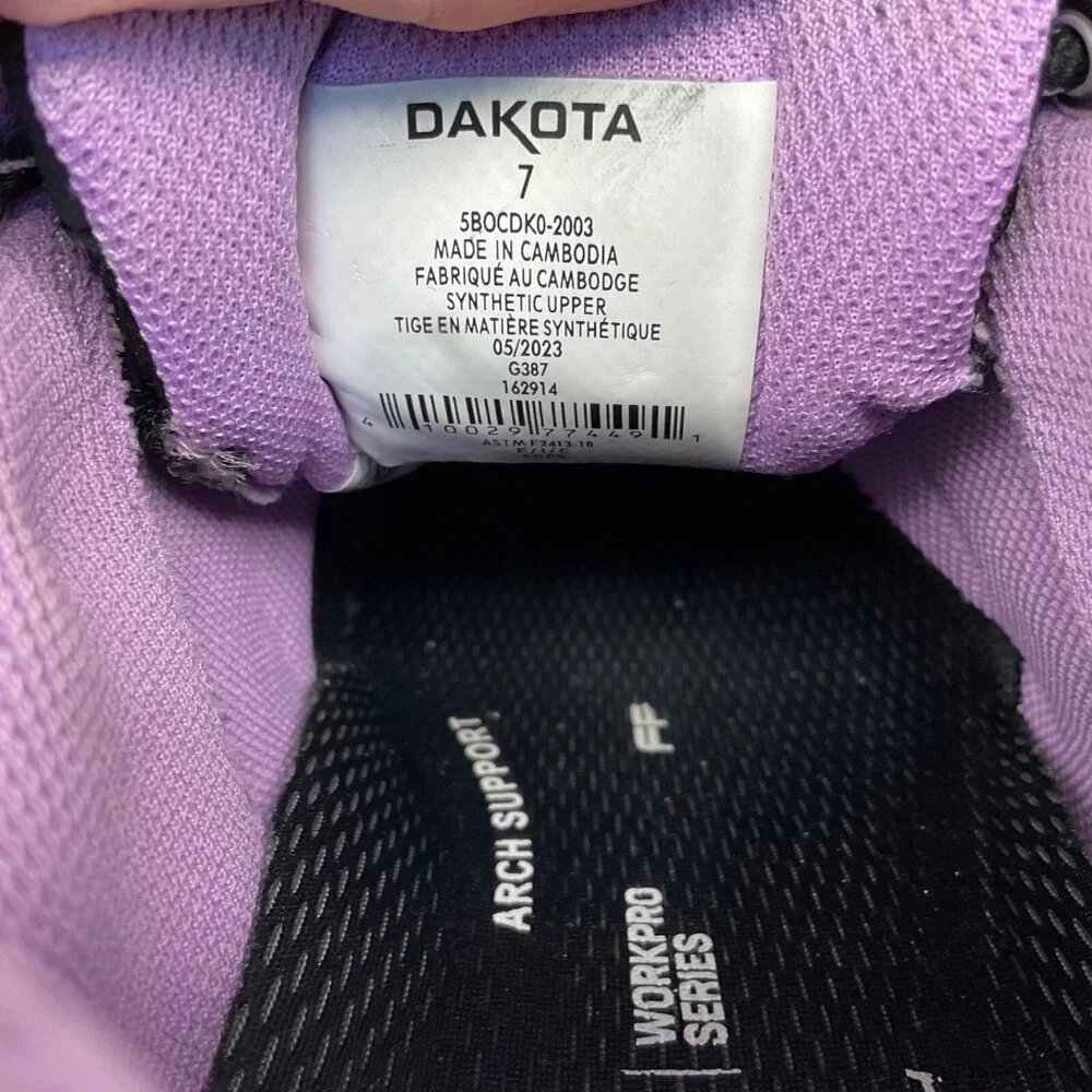 Dakota Women's Low-Cut Aluminum Toe CP Work Shoe 2003 Black/Purple Size 7M - Picture 8 of 8